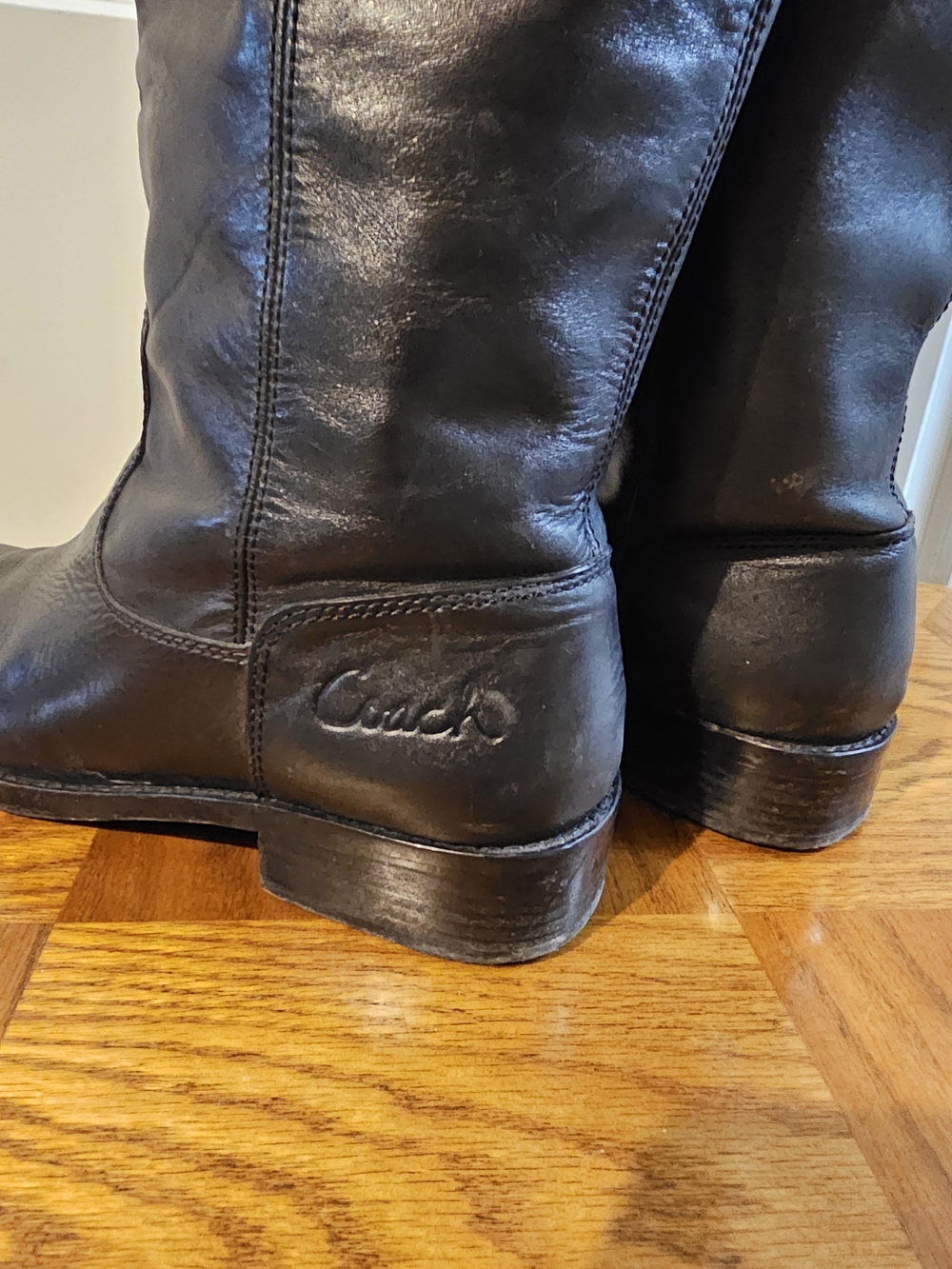 COACH Leather Knee-High Heeled Boots in Black SZ 8.5 - Picture 6 of 9
